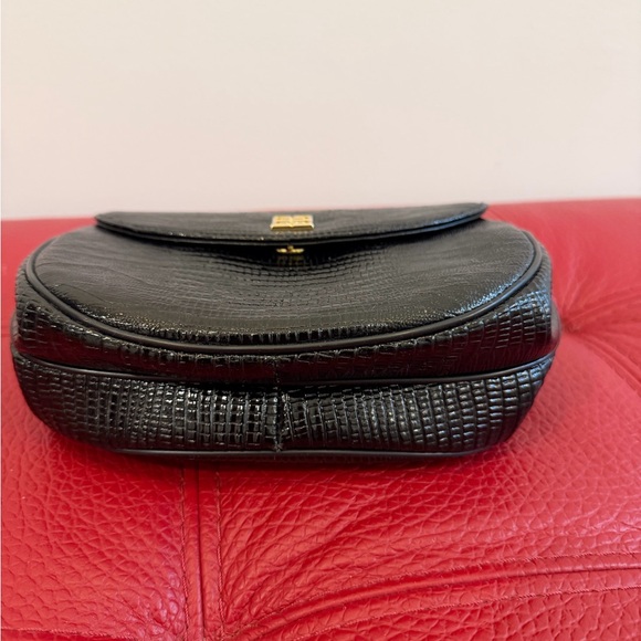 Elegant Vtg Givenchy Paris Black Embossed Lizard Women's Handbag Clutch - Picture 5 of 13